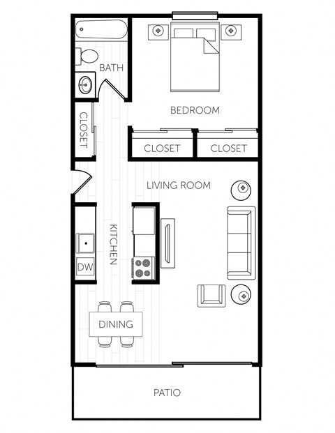 Beacon View Apartments One Bedroom Floor Plan